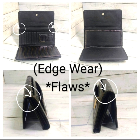 Vgn Lthr Snap Trifold Brown 7.5"L Checkbook Cover Slots Zip Coin Pocket Wallet - Picture 6 of 9